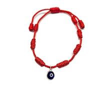 MYSTIC JEWELS By Dalia - Red Knotted Bracelet with Amulet - Adjustable - Evil Eye Protection, Good Luck - for Women and Men, 19 centimeters, Polyester