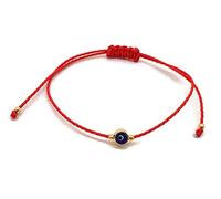MYSTIC JEWELS by Dalia Red Thread Bracelet, Blue Rotating Turkish Eye for Good Luck, Plastic (Red)