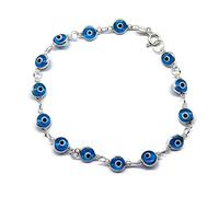 MYSTIC JEWELS by Dalia - Silver Evil Eye Bracelet - 19 cm (Light Blue)