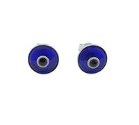 MYSTIC JEWELS By Dalia - Small Turkish Evil Eye Crystal Earrings - 925 Sterling Silver (Navy Blue)