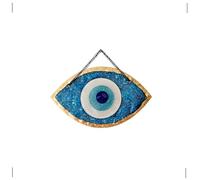 MYSTIC JEWELS - Decorative Ornament, Blue and White Glass, Gold Frame, 3 Sizes (Medium)