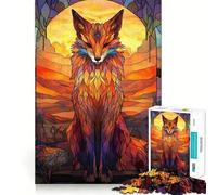 Mystic Kitsune Stained Glass Jigsaw Puzzles for Adults 1000 Piece Reason Skill Toy Anxiety Relief Exact Cut Elegant Gift (50x75cm)