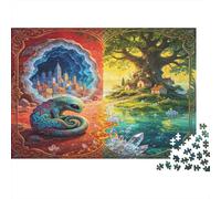 Mystic Lizard Jigsaw Puzzle 1000 Piece Jigsaw Puzzle Paper for Adults Enchanted Fantasy Tree Relaxing Family Activity Home Decor Gift 38x26cm/1000pcs