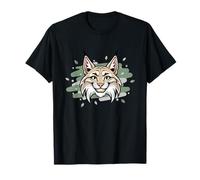 Mystic Lynx Head Woodland Wildcat Leaves T-Shirt