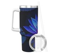 Mystic Mandala Victoria Water Lily 40 Oz Tumbler With Handle And Straw Stainless Steel Insulated Travel Tumblers Leakproof Travel Coffee Mug Coffe Cup Drink Tumbler Cups Gifts For Women Men Lovers