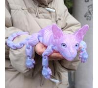 Mystic Meow - 3D Guardian Cat, 3D Printed Animals Hairless Cat, Colorful Life-Scale Realistic Flexible Articulated Joints Animal Figurine Office Home Decor Cats Lover Gifts for Women(#C)