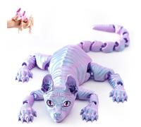 Mystic Meow - 3D Guardian Cat, 3D Printed Cute Hairless Cat, Realistic Flexible Articulated Joints Animal Figurine, Gifts for Cats Lovers, Fantasyfans and Creatives(Blue,22cm)