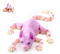 Mystic Meow - 3D Guardian Cat, 3D Printed Cute Hairless Cat, Realistic Flexible Articulated Joints Animal Figurine, Gifts for Cats Lovers, Fantasyfans and Creatives(Rainbow 2,30cm)