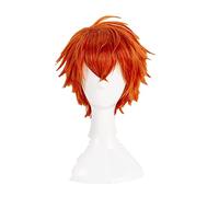 Mystic messenger 707 Cosplay Wig Short Red Orange Heat Resistant Synthetic Hair Wig + Wig Cap