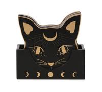 Something Different Mystic Mog Cat Face Coaster Set (Pack of 4) (One Size) (Black)