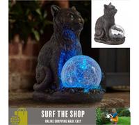 Mystic Mog Light Up Garden Ornament Solar Powered Gazing Ball Multicoloured LED ompliant]