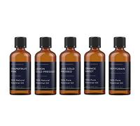 Mystic Moments | Citrus Essential Oil Gift Starter Pack 5x100ml | 5 Pure Aromatherapy Oils - Lemon Cold Pressed, Lime Cold Pressed, Orange Sweet, Grapefruit Pink & Petitgrain | Fresh Home Scent