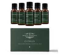 Mystic Moments | Citrus Organic Essential Oil Gift Starter Pack 5x10ml | Citronella, Lemon, Mandarin Red, Orange Sweet, Petitgrain | Perfect as a Gift