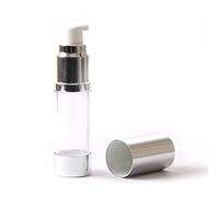 Mystic Moments Clear & Silver Chrome 15ml With Cap - Airless Serum Bottles x 10