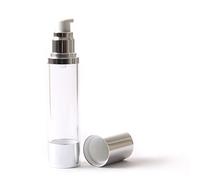 Mystic Moments Clear & Silver Chrome 50ml With Cap - Airless Serum Bottles x 10