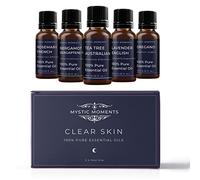 Mystic Moments | Clear Skin Essential Oil Gift Starter Pack 5x10ml | Bergamot Bergaptene Free, Lavender English, Oregano, Rosemary French and Tea Tree Australian | Perfect as a Gift