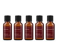 Mystic Moments | Exotic Fruit Fragrance Oil Starter Pack | 5x50ml | Five scents: Banana, Kiwi Fruit, Papaya, Pineapple and Watermelon for candles, wax melts and soaps.