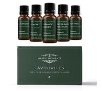Mystic Moments | Favourite Organic Essential Oil Gift Starter Pack 5x10ml | Lavender, Lemon, Orange Sweet, Peppermint Premium & Tea Tree | Perfect as a Gift