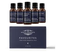 Mystic Moments | Favourites Essential Oil Gift Starter Pack 5x10ml | Eucalyptus Blue Gum, Lavender, Orange Sweet, Patchouli, Tea Tree | Perfect as a Gift