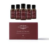Mystic Moments | Christmas Fragrance Oil Gift Starter Pack 5x10ml | Christmas Pudding, Christmas Tree, Nutcracker, White Christmas, Yuletide Spice | Perfect as a Gift