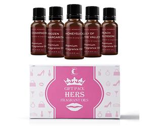 Mystic Moments | Hers Fragrant Oils Gift Starter Pack | 5 x 10ml | Champagne, Frozen Margarita, Honeysuckle, Lily of The Valley, Peach Blossom | Rich Long-Lasting Scents