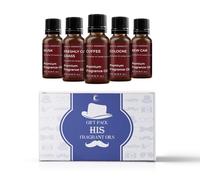 Mystic Moments | HIS Fragrant Oils Gift Starter Pack | 5 x 10ml | Coffee, Cologne, Freshly Cut Grass, Musk, New Car | Rich Long-Lasting Scents