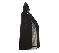 Mystic Moments Hooded Velvet Cloak/Cape (Black Velvet/Gold Silk)