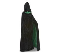 Mystic Moments | Hooded Velvet Cloak/Cape (Black Velvet/Green Silk)