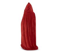 Mystic Moments | Hooded Velvet Cloak/Cape (Red Velvet/Black Silk) - 150cm