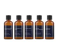 Mystic Moments | Insect Repellent Essential Oil Starter Pack | 5x100ml | Five essential oils: Cedarwood, Citronella, Clove Bud, Lemon and Peppermint for diffusers, burners and DIY blends.