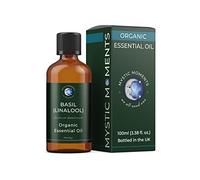 Mystic Moments | Organic Basil Linalool Essential Oil 100ml | Ocimum basilicum Aromatherapy Oil for Uplifting Mood & Clarity, Herbaceous Top Note, Diffuser & DIY Blends