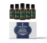 Mystic Moments | Organic Christmas Essential Oil Starter Pack | 5x10ml | Five essential oils: Cinnamon Leaf, Clove Bud, Frankincense, Orange and Pine for diffusers, burners and DIY blends.