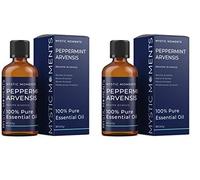 Mystic Moments | Peppermint Arvensis Essential Oil 100ml - Pure & Natural Oil for Diffusers, Aromatherapy & Massage Blends Vegan GMO Free (Pack of 2)