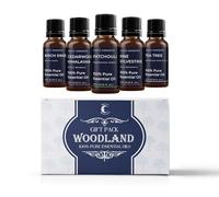 Mystic Moments | Woodland Essential Oils Gift Starter Pack | 5 x 10ml 100% Pure Aromatherapy Oils | Birch Sweet, Cedarwood Himalayan, Patchouli, Pine Sylvestris, Tea Tree