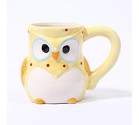 Mystic Moments | Yellow Ceramic Polka Dot Owl Mug