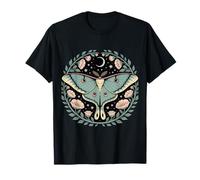 Mystic Moon and Stars with Luna Moth Floral Aura T-Shirt