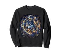 mystic moon and wolf woman mystical flowers aesthetic Sweatshirt