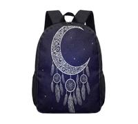 Mystic Moon Dreamcatcher 17 Inch Backpack Starry Night Celestial Graphic Rucksack for School Teens Boho Daypack (02)