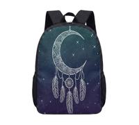 Mystic Moon Dreamcatcher 17 Inch Backpack Starry Night Celestial Graphic Rucksack for School Teens Boho Daypack (01)