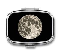 Mystic Moon Pill Box 2 Compartments Portable Travel Pill Case Mini Medicine Organizer for Pocket Purse Metal Waterproof Medicine Container Holder Vitamin Fish Oil