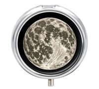Mystic Moon Pill Box 3 Compartments Portable Travel Pill Case Mini Medicine Organizer for Pocket Purse Metal Waterproof Medicine Container Holder Vitamin Fish Oil