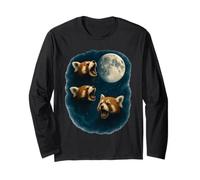 Mystic Moonlit 3 Red Panda Howling At The Moon Long Sleeve T-Shirt