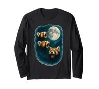 Mystic Moonlit 3 Red Panda Howling At The Moon Long Sleeve T-Shirt