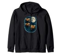 Mystic Moonlit 3 Red Panda Howling At The Moon Zip Hoodie