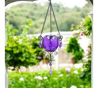Mystic Moroccan Glass Solar Lantern - 55cm | Solar-Powered Outdoor Lantern with LED Light for Garden, Patio & Balcony (Amethyst Version)
