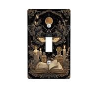 Mystic Moth Light Switch Cover Plates/Outlet Covers, Black and Gold Celestial Design for Wall Decor, Thermoplastic Wall Plates, Standard Size Single Toggle
