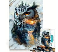 Mystic Mountain Owl 1000 Piece Jigsaw Puzzles for Adults Jigsaw Brain Skill Warm Time Exact Edge (50x75cm)