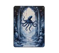Mystic Octopus in Temple Ruins Retro Poster Metal Tin Sign Chic Art Retro Iron Painting Bar People Cave Cafe Family Garage Poster Wall Decoration 12x16inch(30x40cm)