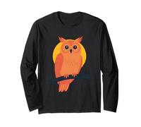 Mystic Owl Artwork Bold Sunset Forest Vibes Nocturnal Animal Long Sleeve T-Shirt