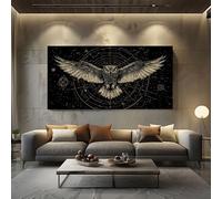Mystic Owl Canvas Prints Wall Art Fantasy Constellation Paintings for Living Room and Bedroom, Frameless Sketch Star Artwork Home Decorations 70x140cm
